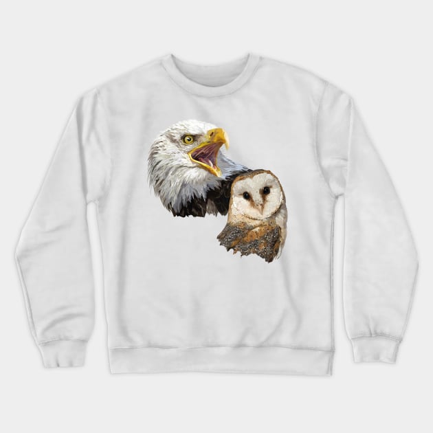 American Owl and Pigargo Crewneck Sweatshirt by obscurite